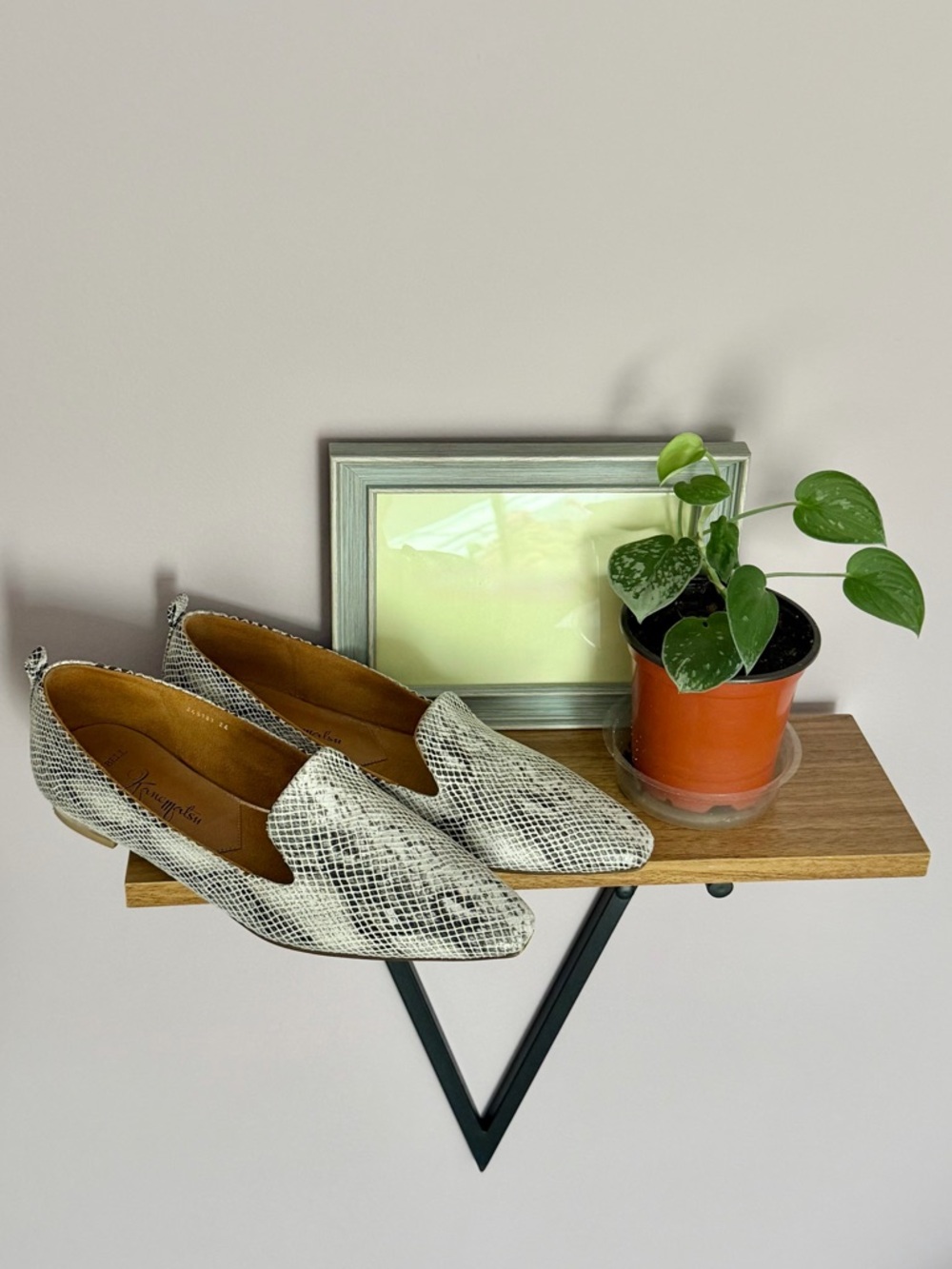Leather Snake-Print Flats - Made in Japan